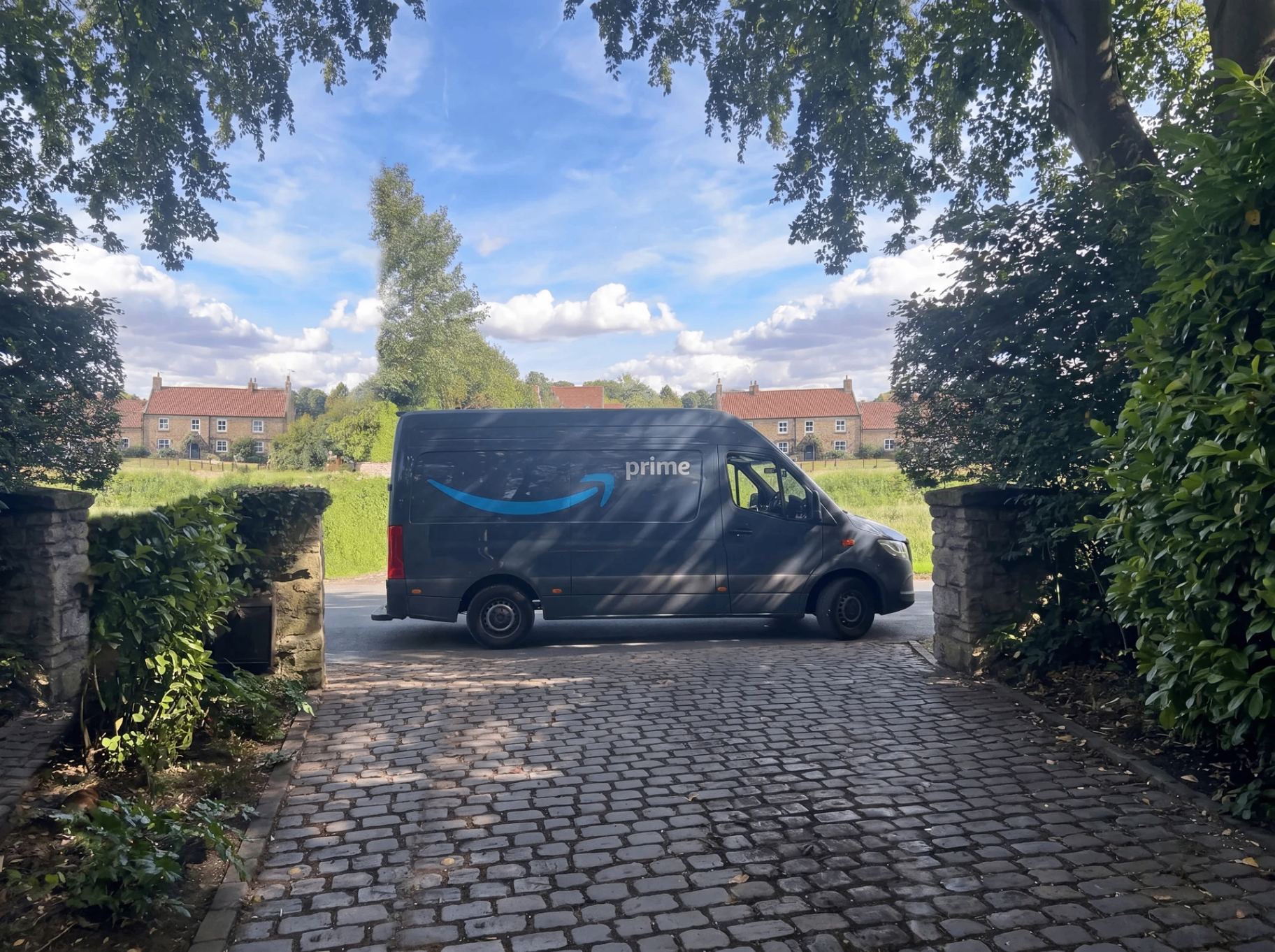 MDSL Amazon Prime delivery van in a Yorkshire village